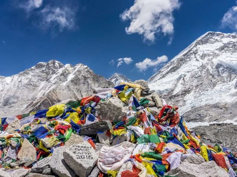 Everest Base Camp View With Prayer flag